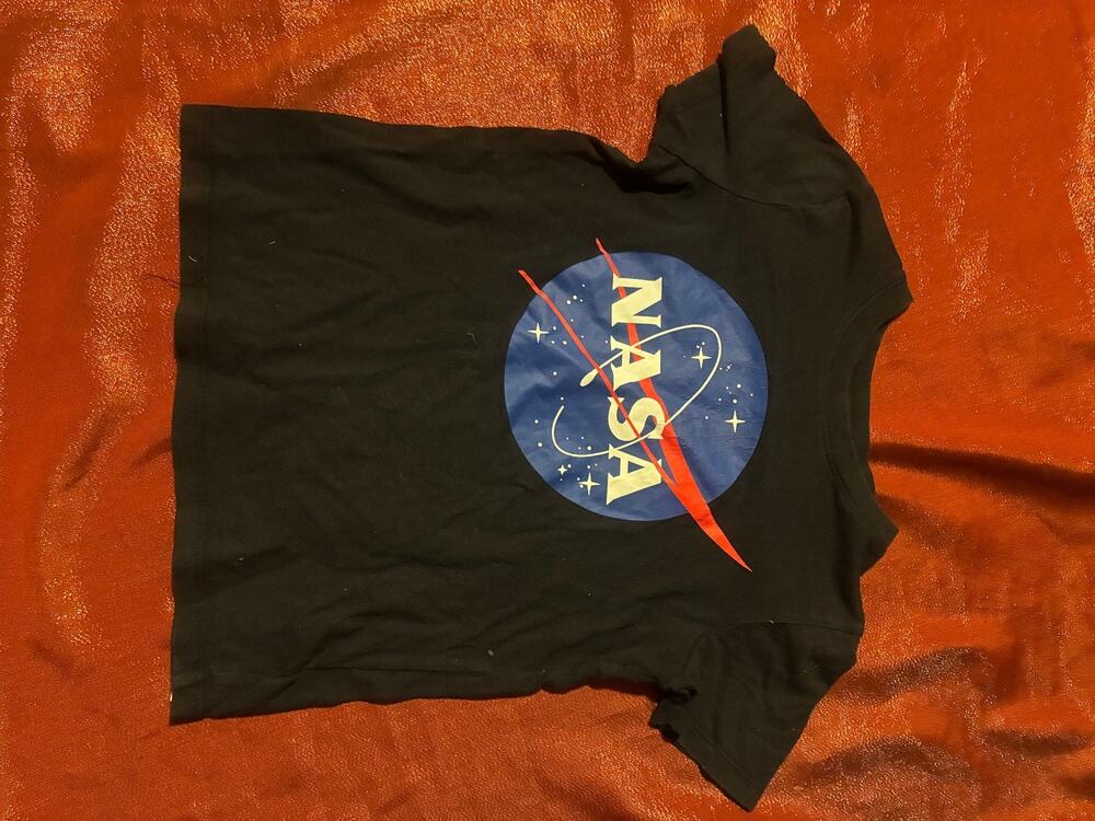 Lands EndShirt Mens M NASA Logo Black Short Sleeve Graphic Tee Crewneck
